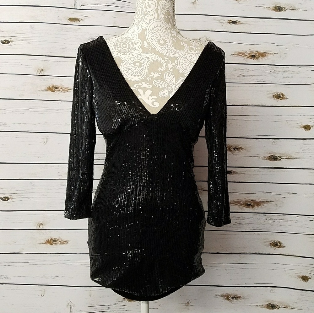 Sexy Black Sequin Dress